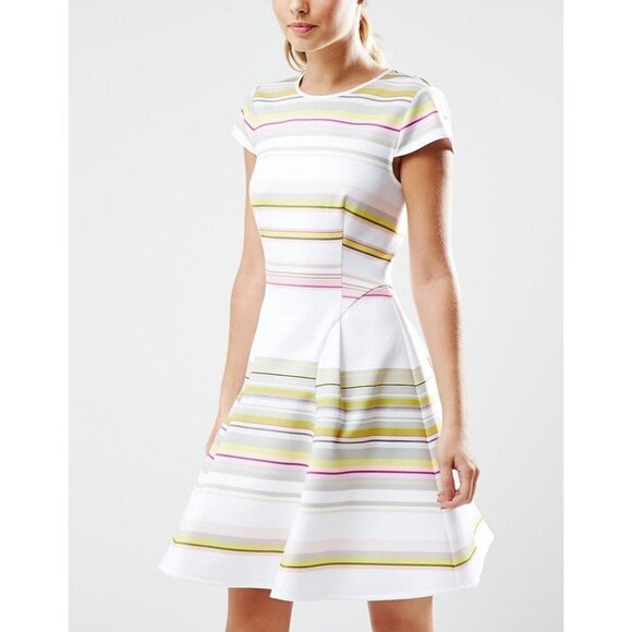 Ted Baker Aquai Skater Carousel Stripe Mini Dress 2 - Picture 1 of 8
